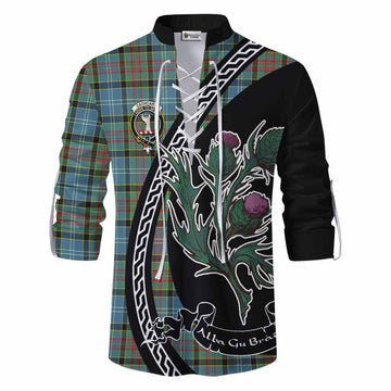 Cathcart Family Crest Tartan Ghillie Shirt Alba Thistle Inspired