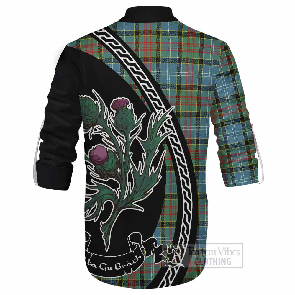 Cathcart Family Crest Tartan Ghillie Shirt Alba Thistle Inspired - Tartan Vibes Clothing