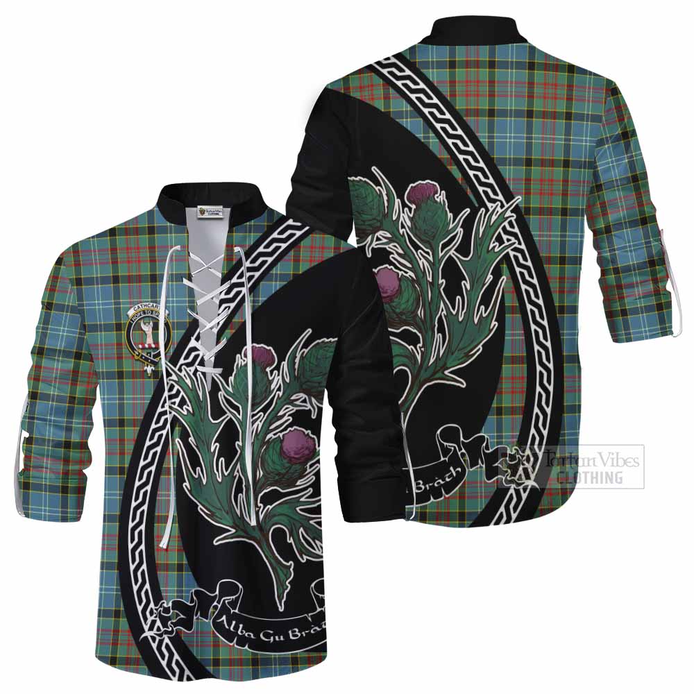 Cathcart Family Crest Tartan Ghillie Shirt Alba Thistle Inspired - Tartan Vibes Clothing