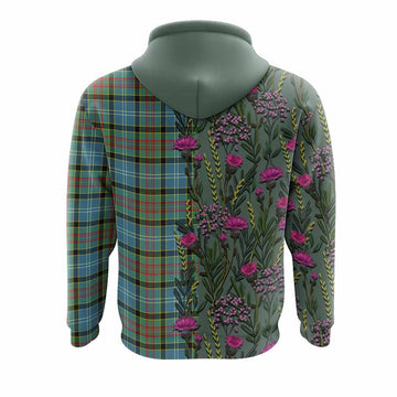 Cathcart Family Crest Tartan Hoodie Scottish Thistle Flower Pattern Half Style - Tartan Vibes Clothing