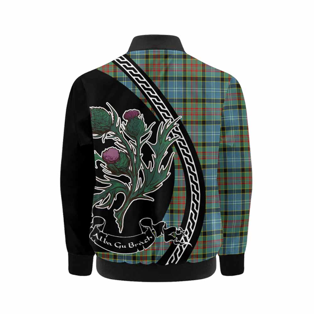 Cathcart Family Crest Tartan Kid Bomber Jacket Alba Thistle Inspired - Tartan Vibes Clothing