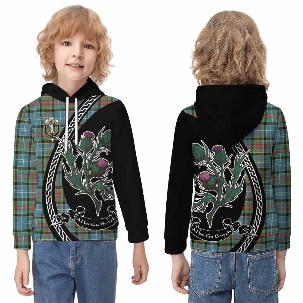 Cathcart Family Crest Tartan Kid Hoodie Alba Thistle Inspired - Tartan Vibes Clothing