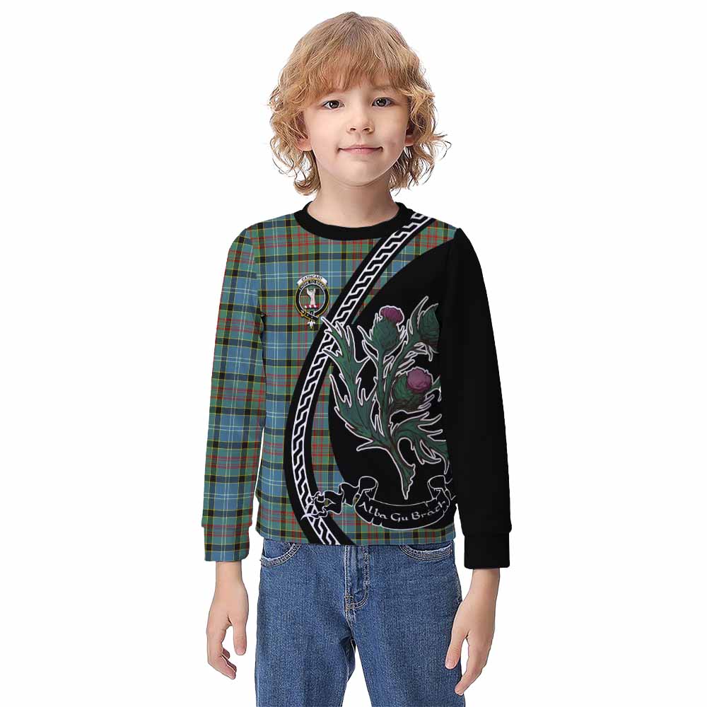 Cathcart Family Crest Tartan Kid Knitted Sweatshirt Alba Thistle Inspired - Tartan Vibes Clothing