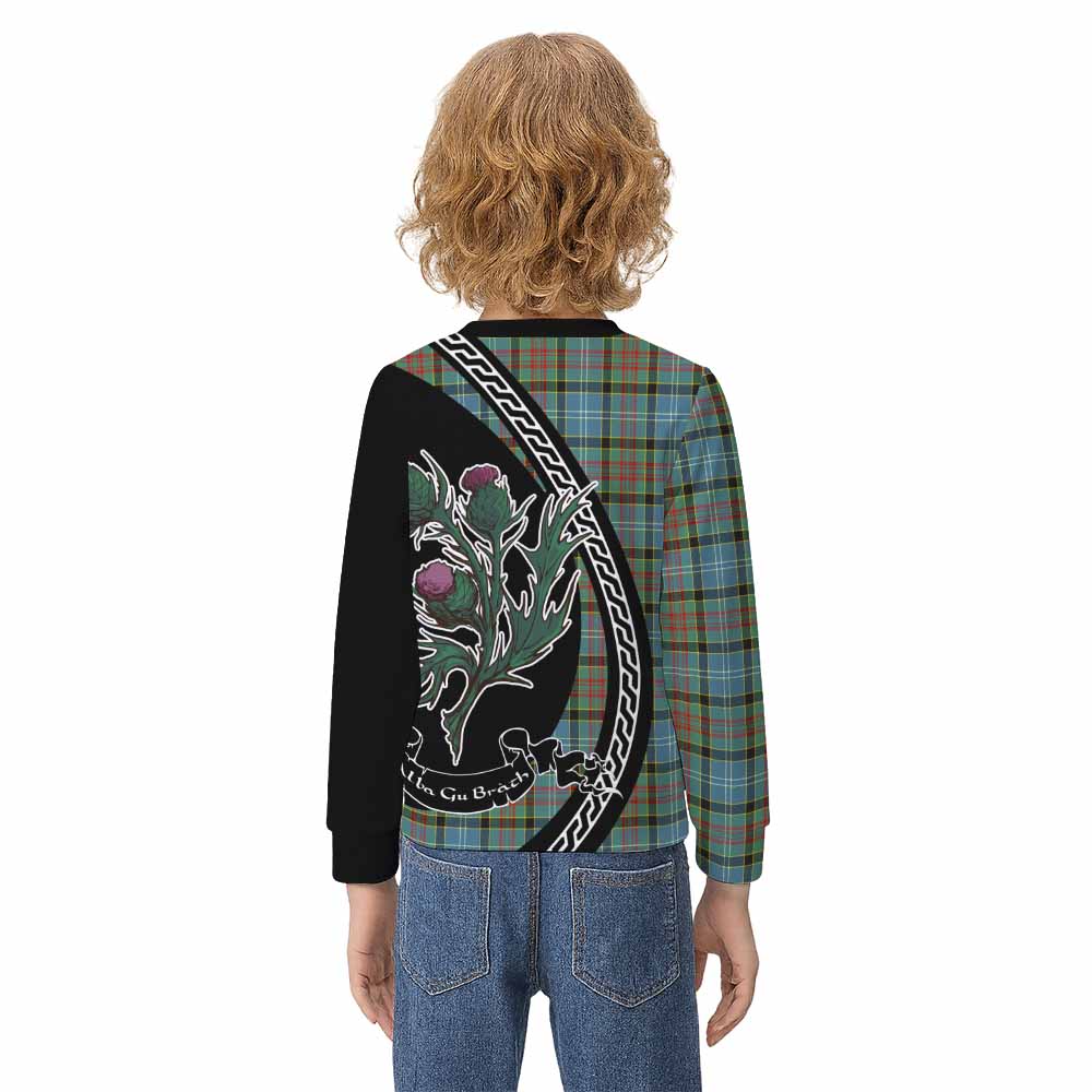 Cathcart Family Crest Tartan Kid Knitted Sweatshirt Alba Thistle Inspired - Tartan Vibes Clothing