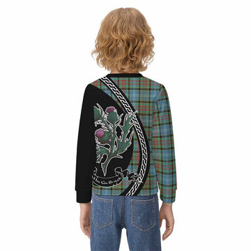 Cathcart Family Crest Tartan Kid Knitted Sweatshirt Alba Thistle Inspired - Tartan Vibes Clothing