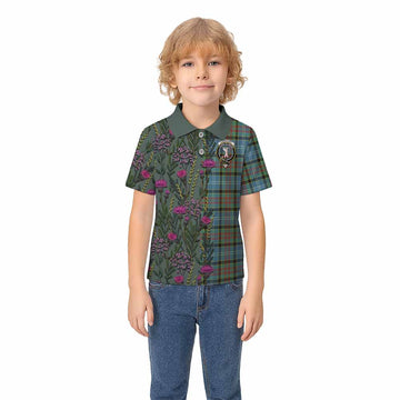 Cathcart Family Crest Tartan Kid Polo Shirt Scottish Thistle Flower Pattern Half Style - Tartan Vibes Clothing