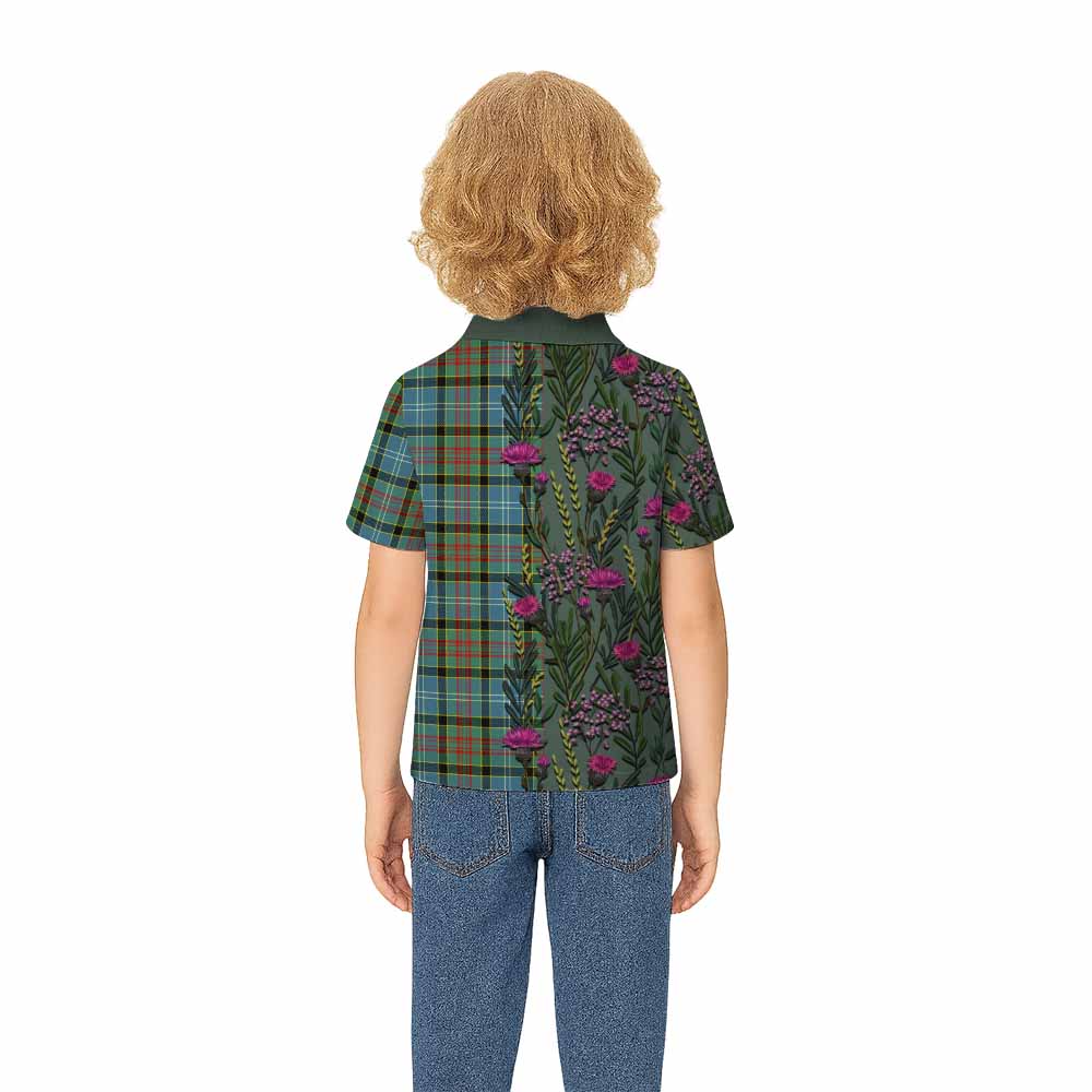 Cathcart Family Crest Tartan Kid Polo Shirt Scottish Thistle Flower Pattern Half Style - Tartan Vibes Clothing