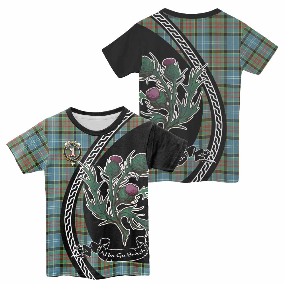 Cathcart Family Crest Tartan Kid T-shirt Alba Thistle Inspired - Tartan Vibes Clothing