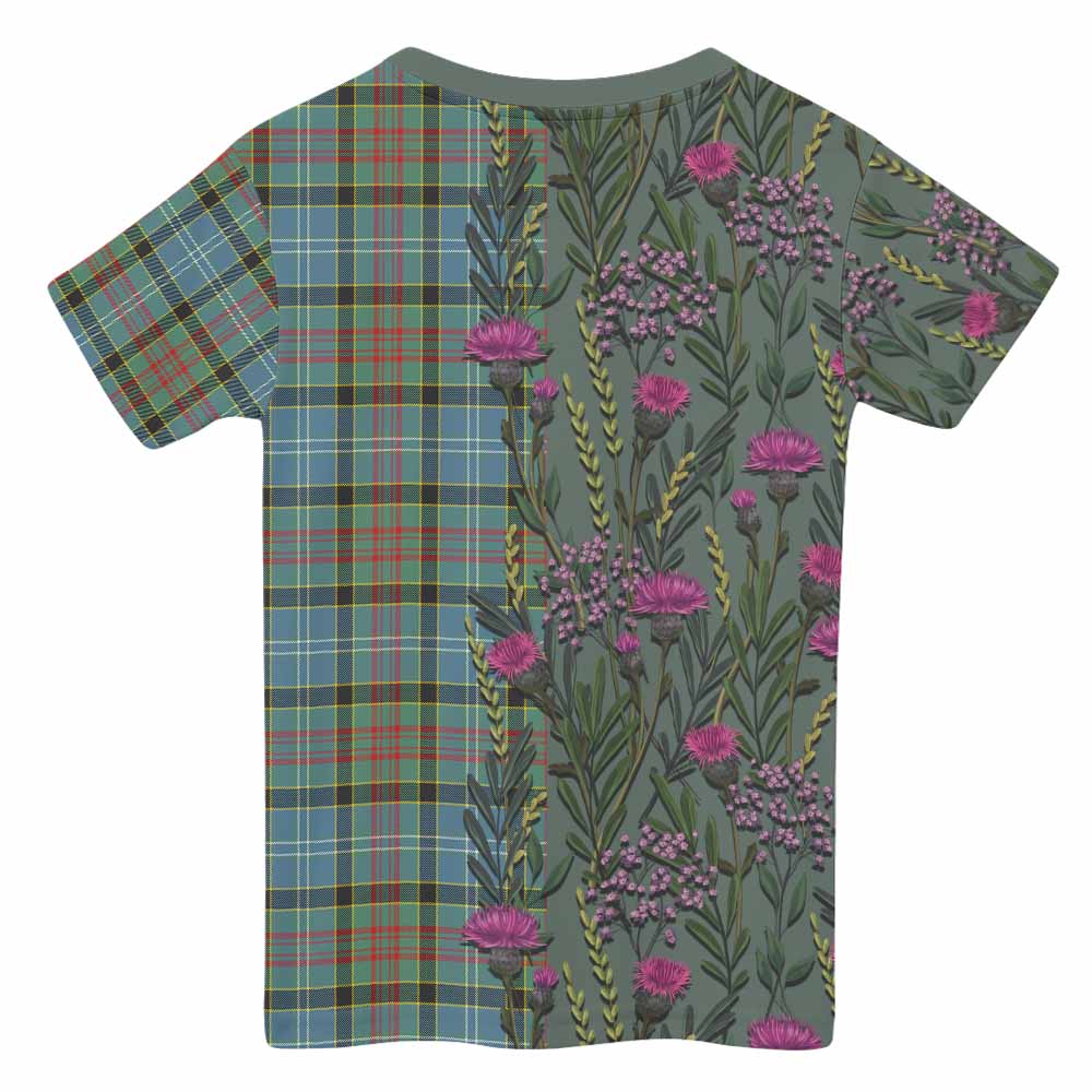 Cathcart Family Crest Tartan Kid T-shirt Scottish Thistle Flower Pattern Half Style - Tartan Vibes Clothing