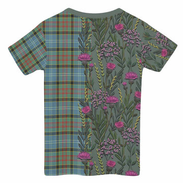 Cathcart Family Crest Tartan Kid T-shirt Scottish Thistle Flower Pattern Half Style - Tartan Vibes Clothing