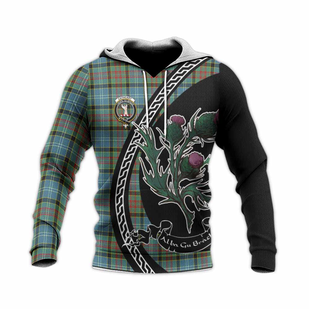 Cathcart Family Crest Tartan Knitted Hoodie Alba Thistle Inspired - Tartan Vibes Clothing