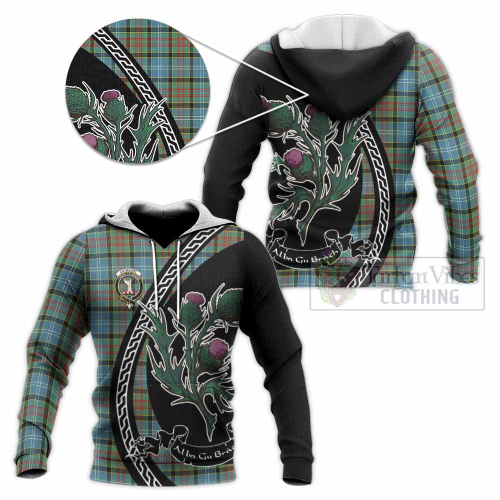 Cathcart Family Crest Tartan Knitted Hoodie Alba Thistle Inspired - Tartan Vibes Clothing