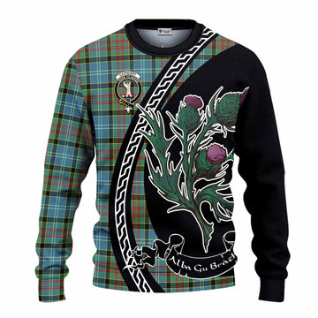 Cathcart Family Crest Tartan Knitted Sweater Alba Thistle Inspired