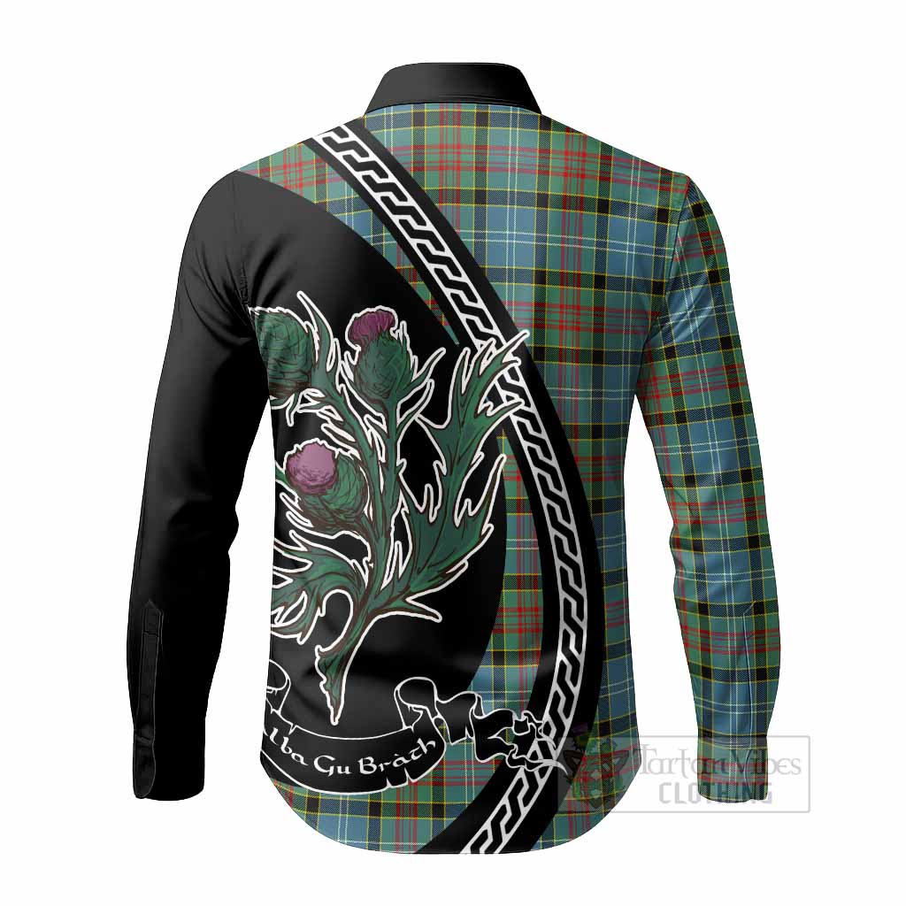 Cathcart Family Crest Tartan Long Sleeve Button Shirts Alba Thistle Inspired - Tartan Vibes Clothing