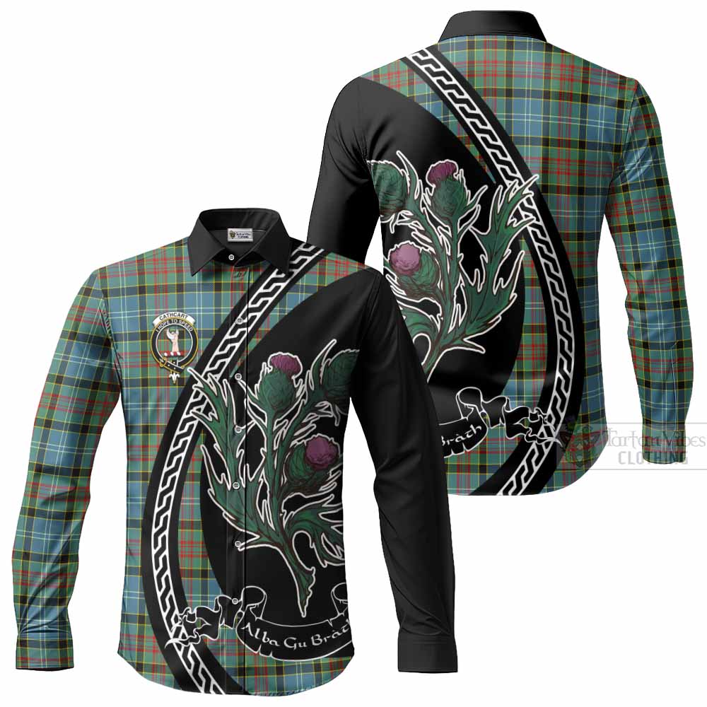 Cathcart Family Crest Tartan Long Sleeve Button Shirts Alba Thistle Inspired - Tartan Vibes Clothing