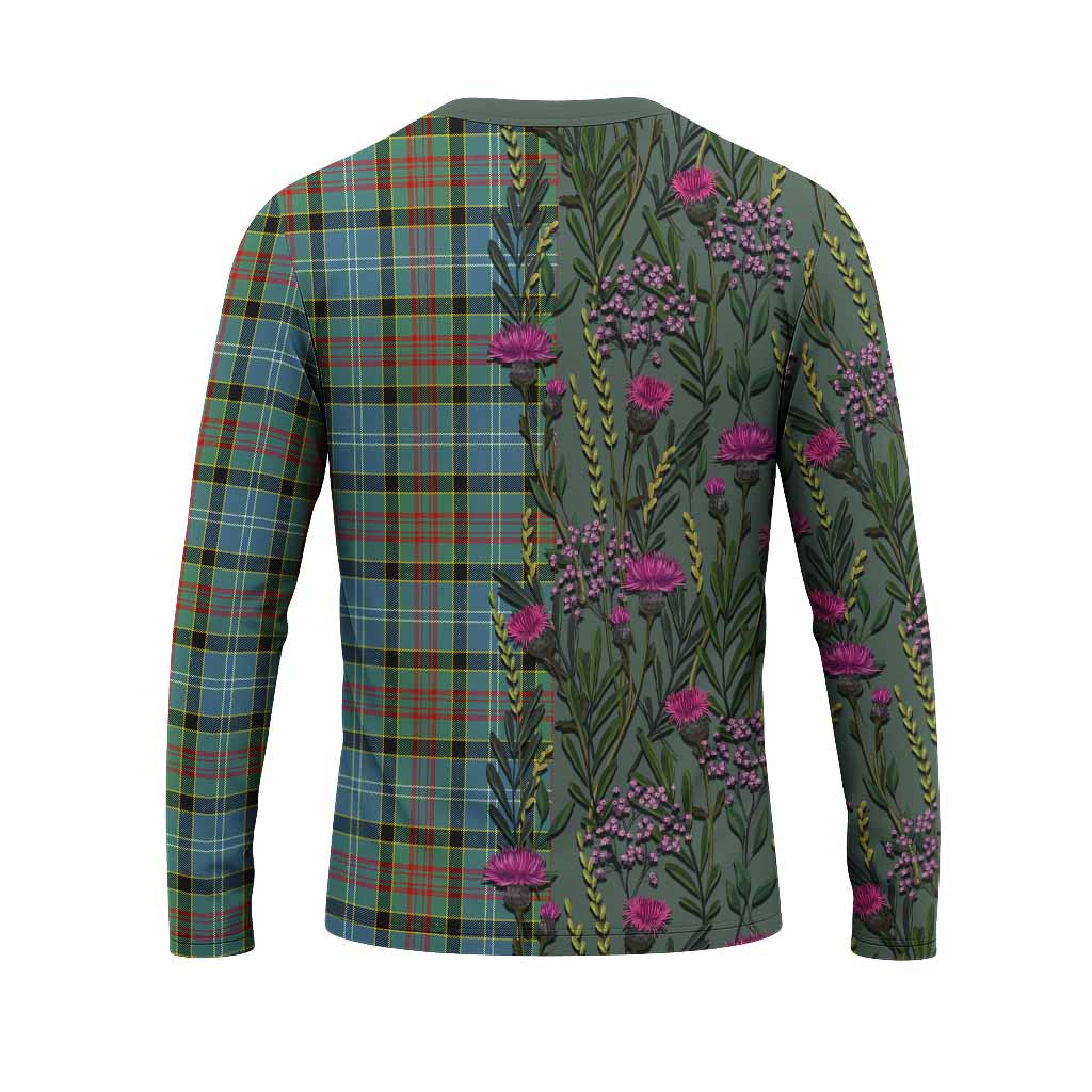 Cathcart Family Crest Tartan Long Sleeve T-Shirt Scottish Thistle Flower Pattern Half Style - Tartan Vibes Clothing