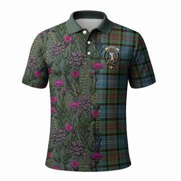 Cathcart Family Crest Tartan Polo Shirt Scottish Thistle Flower Pattern Half Style