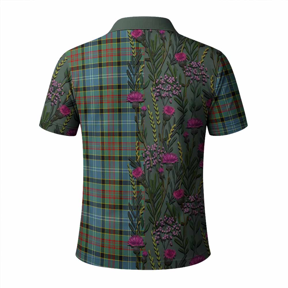 Cathcart Family Crest Tartan Polo Shirt Scottish Thistle Flower Pattern Half Style - Tartan Vibes Clothing