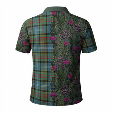 Cathcart Family Crest Tartan Polo Shirt Scottish Thistle Flower Pattern Half Style