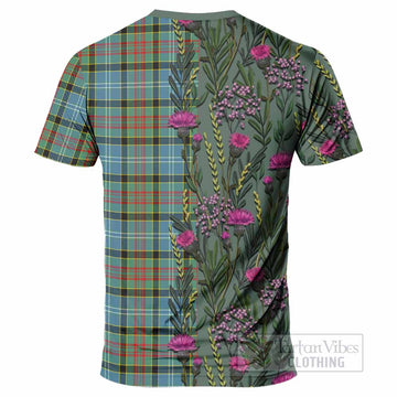 Cathcart Family Crest Tartan T-Shirt Scottish Thistle Flower Pattern Half Style - Tartan Vibes Clothing