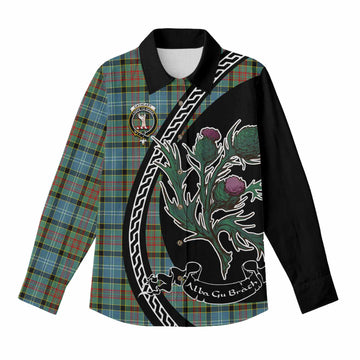 Cathcart Family Crest Tartan Women Casual Shirt Alba Thistle Inspired