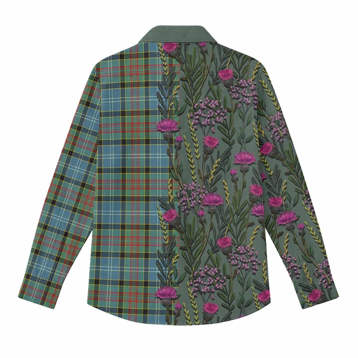 Cathcart Family Crest Tartan Women Casual Shirt Scottish Thistle Flower Pattern Half Style - Tartan Vibes Clothing