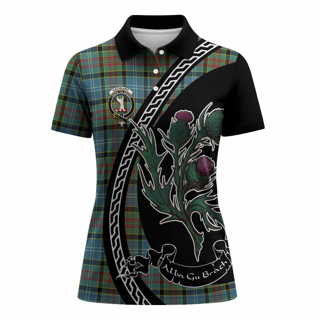 Cathcart Family Crest Tartan Women Polo Shirt Alba Thistle Inspired - Tartan Vibes Clothing