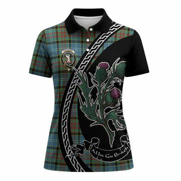 Cathcart Family Crest Tartan Women Polo Shirt Alba Thistle Inspired