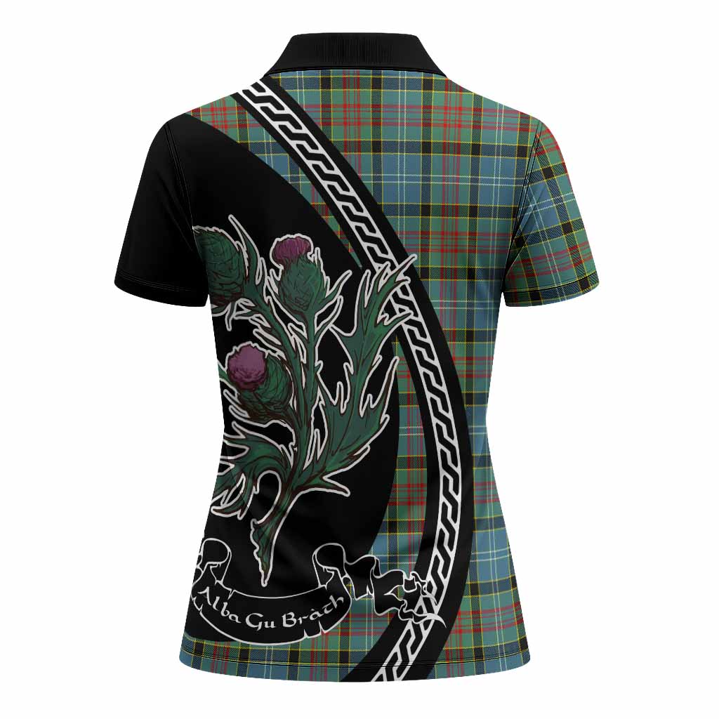 Cathcart Family Crest Tartan Women Polo Shirt Alba Thistle Inspired - Tartan Vibes Clothing