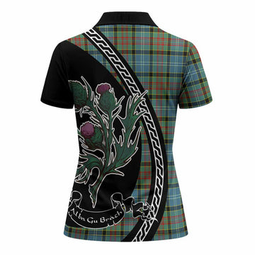 Cathcart Family Crest Tartan Women Polo Shirt Alba Thistle Inspired