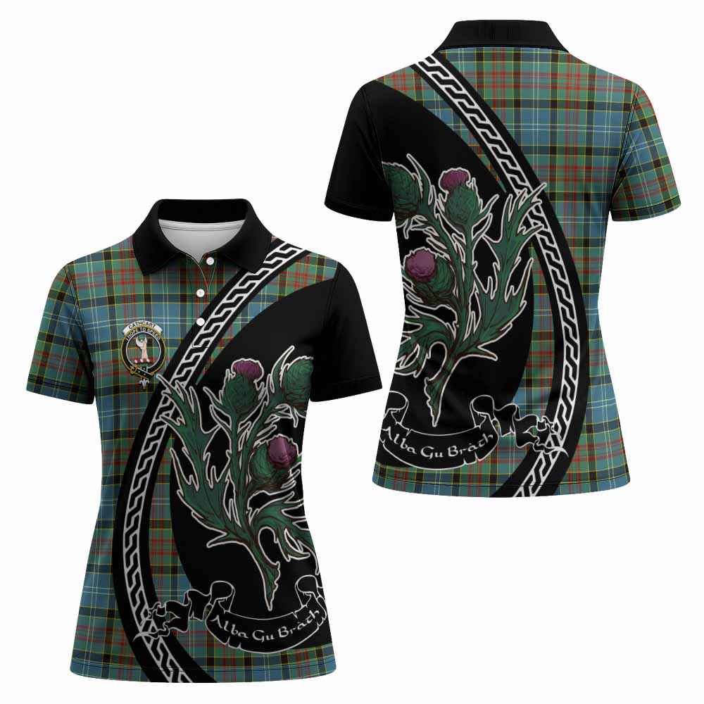 Cathcart Family Crest Tartan Women Polo Shirt Alba Thistle Inspired - Tartan Vibes Clothing