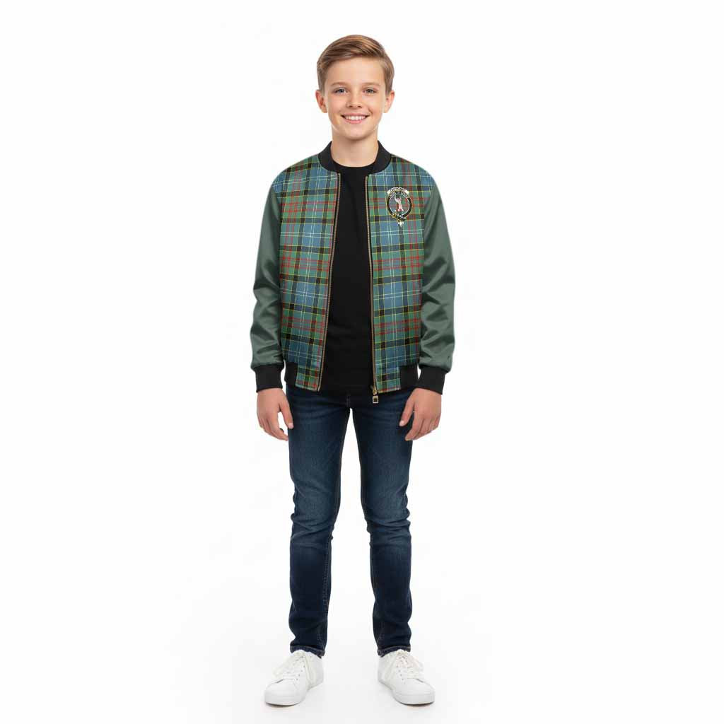 Cathcart Tartan Accent Kid Bomber Jacket with Family Crest