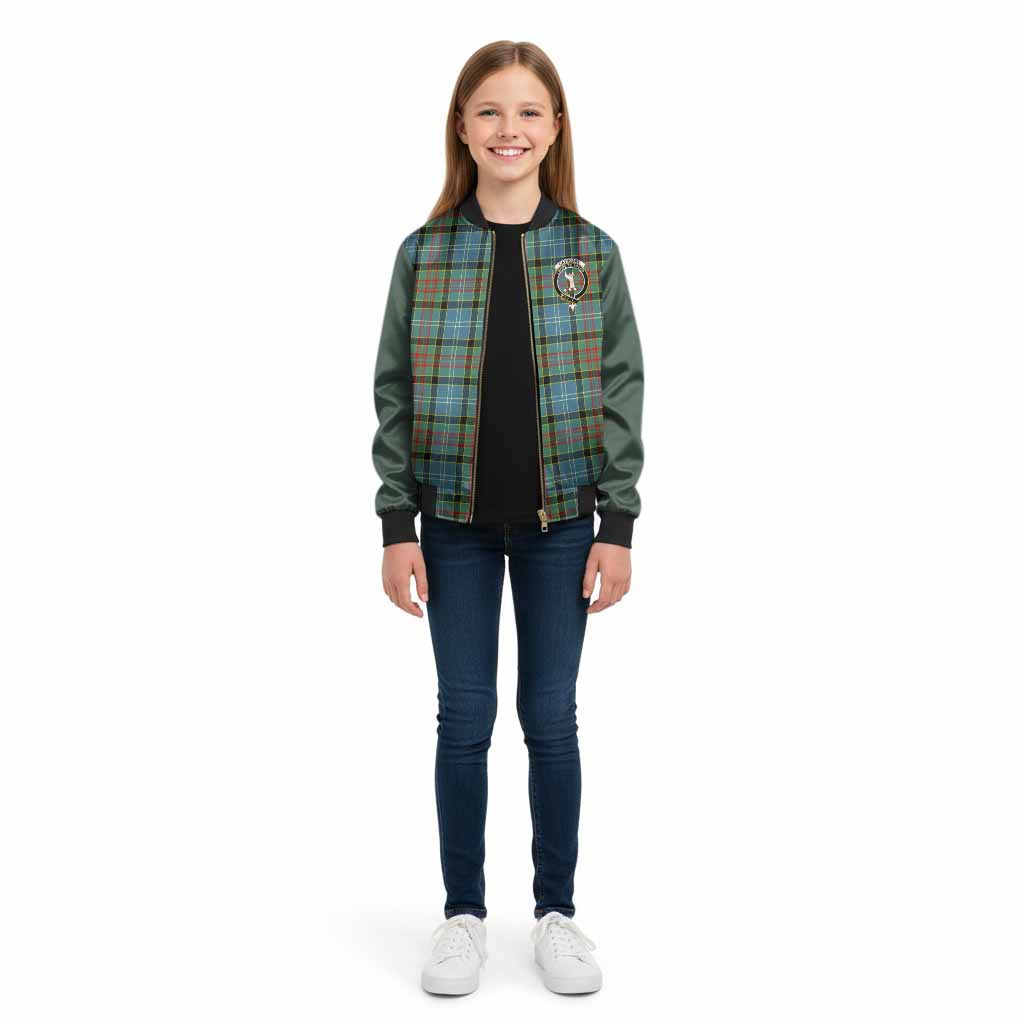 Cathcart Tartan Accent Kid Bomber Jacket with Family Crest
