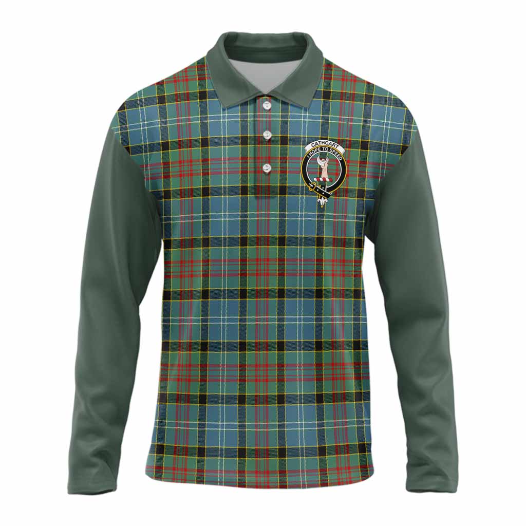 Cathcart Tartan Accent Long Sleeve Polo Shirt with Family Crest