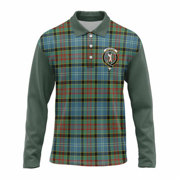 Cathcart Tartan Accent Long Sleeve Polo Shirt with Family Crest