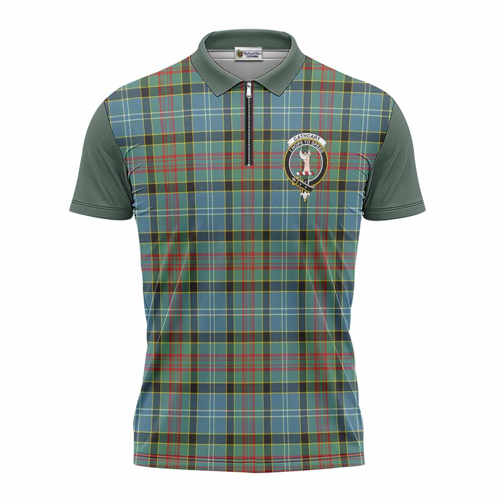 Cathcart Tartan Accent Zipper Polo Shirt with Family Crest