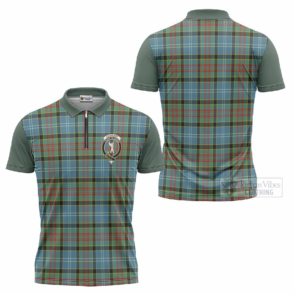 Cathcart Tartan Accent Zipper Polo Shirt with Family Crest