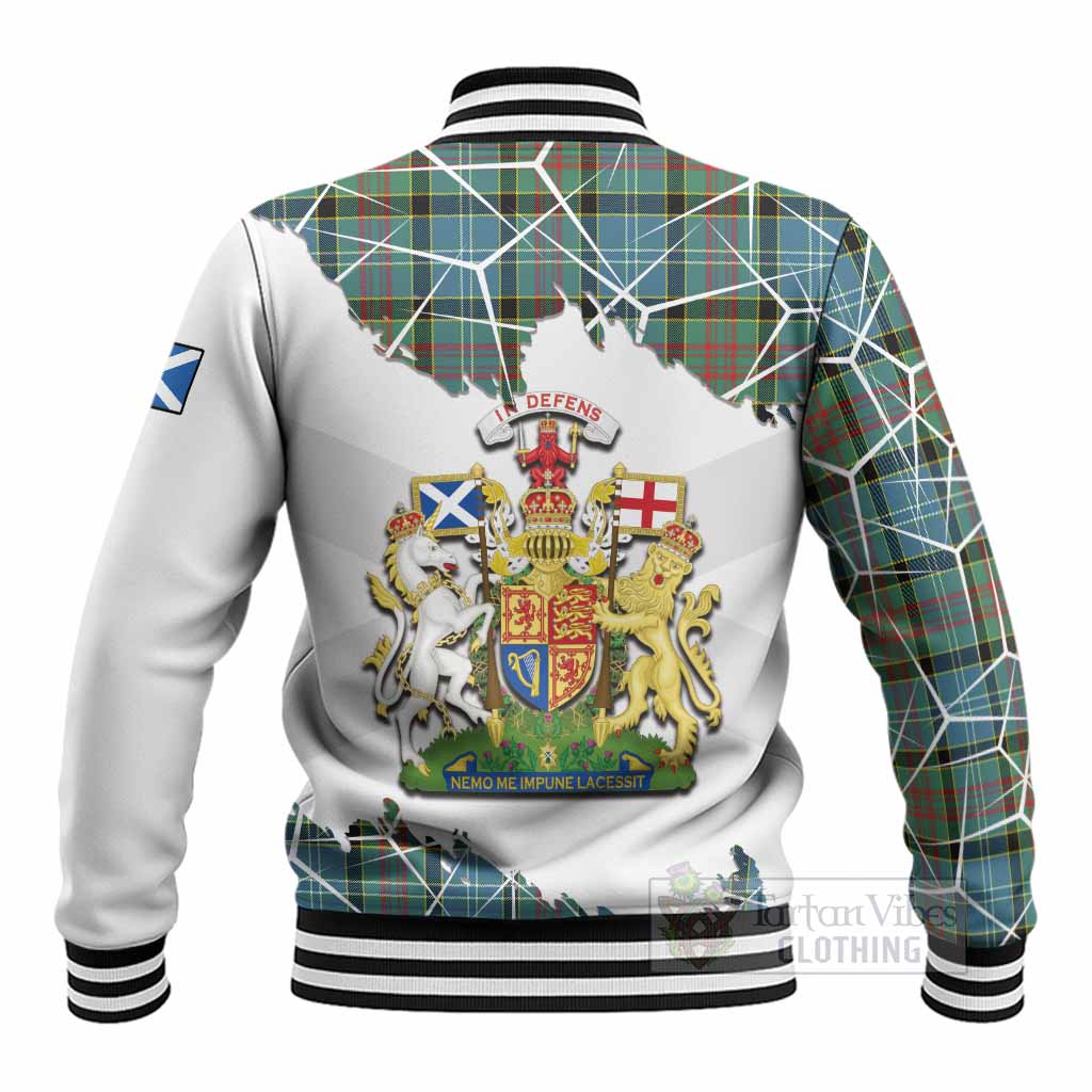 Cathcart Tartan Baseball Jacket with Family Crest and Lion Rampant Grunge Style