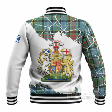 Cathcart Tartan Baseball Jacket with Family Crest and Lion Rampant Grunge Style