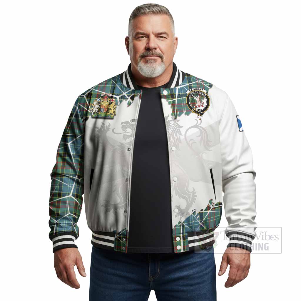 Cathcart Tartan Baseball Jacket with Family Crest and Lion Rampant Grunge Style