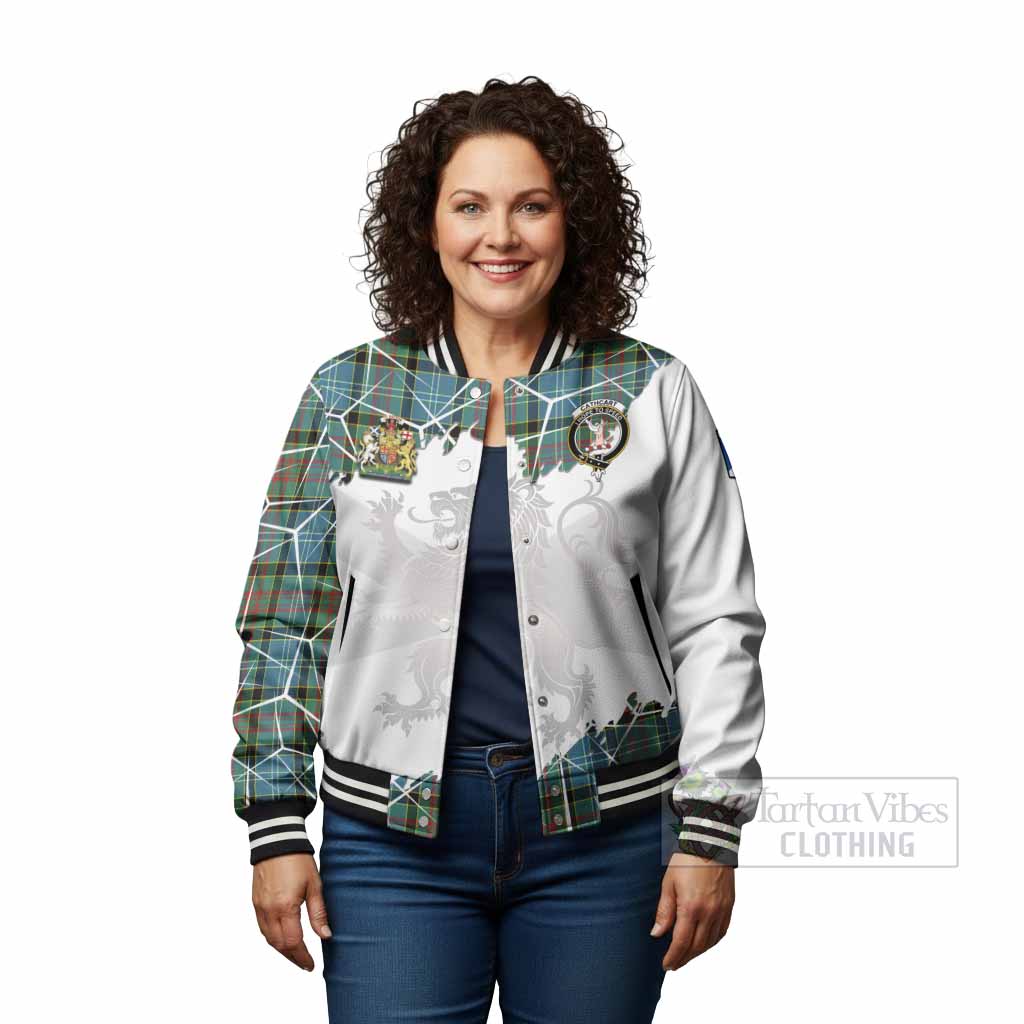 Cathcart Tartan Baseball Jacket with Family Crest and Lion Rampant Grunge Style