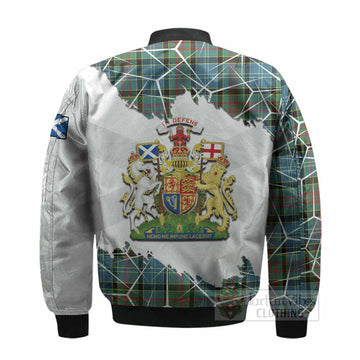 Cathcart Tartan Bomber Jacket with Family Crest and Lion Rampant Grunge Style