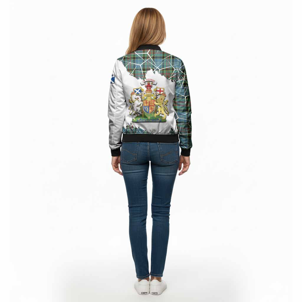 Cathcart Tartan Bomber Jacket with Family Crest and Lion Rampant Grunge Style