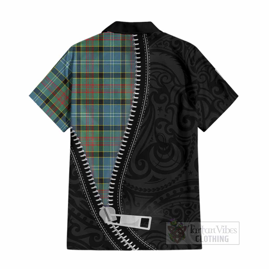 Cathcart Tartan Cotton Hawaiian Shirt New Zealand Pattern Unique Zipper Stylized