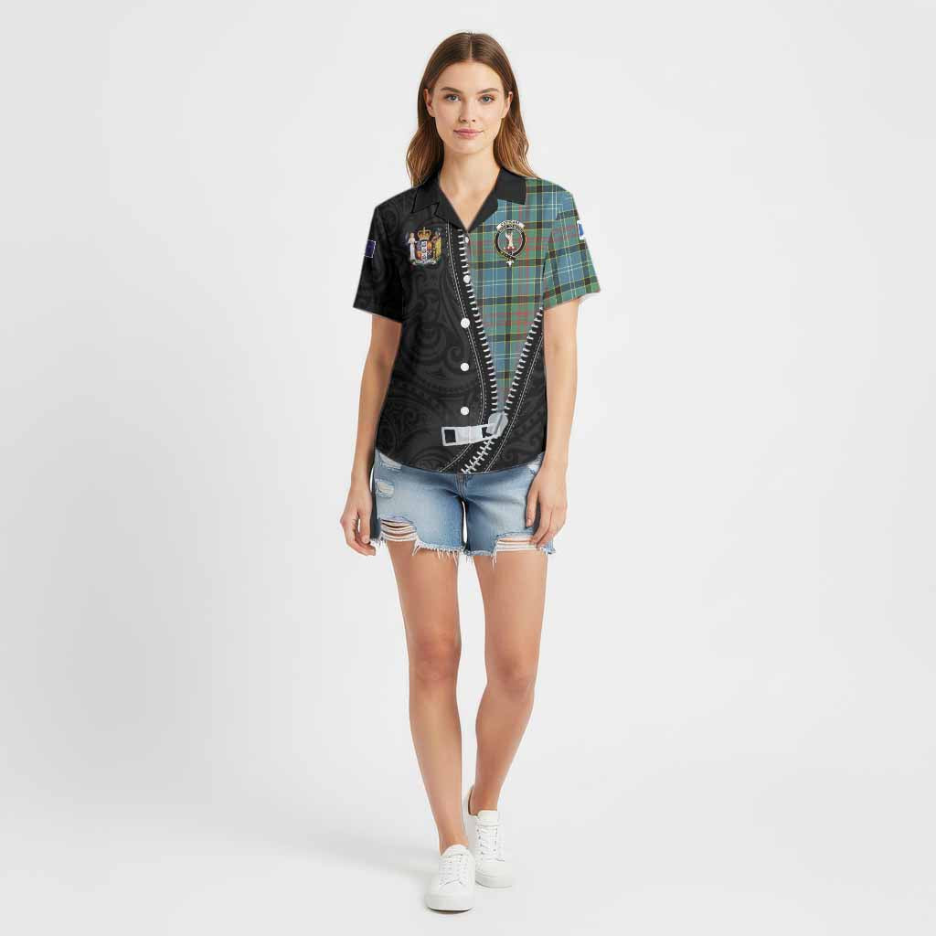 Cathcart Tartan Cotton Hawaiian Shirt New Zealand Pattern Unique Zipper Stylized