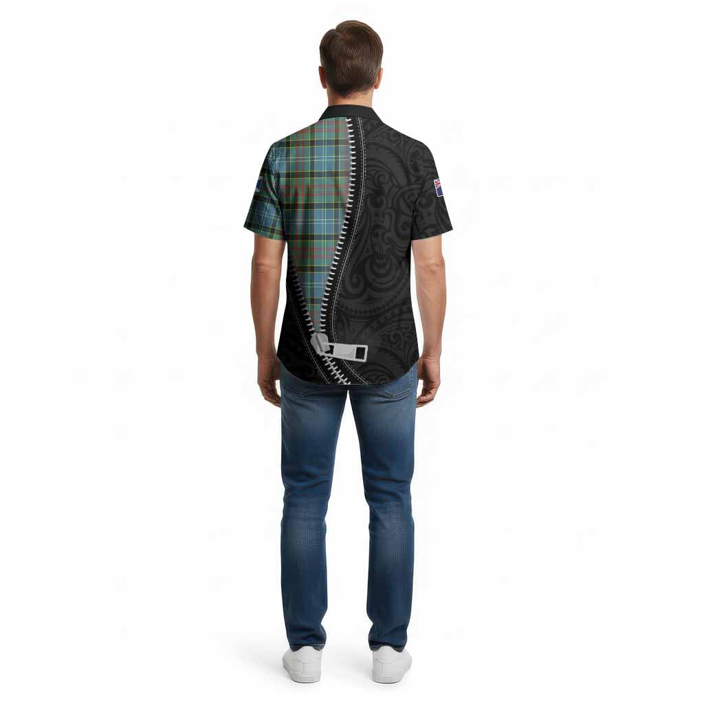 Cathcart Tartan Cotton Hawaiian Shirt New Zealand Pattern Unique Zipper Stylized