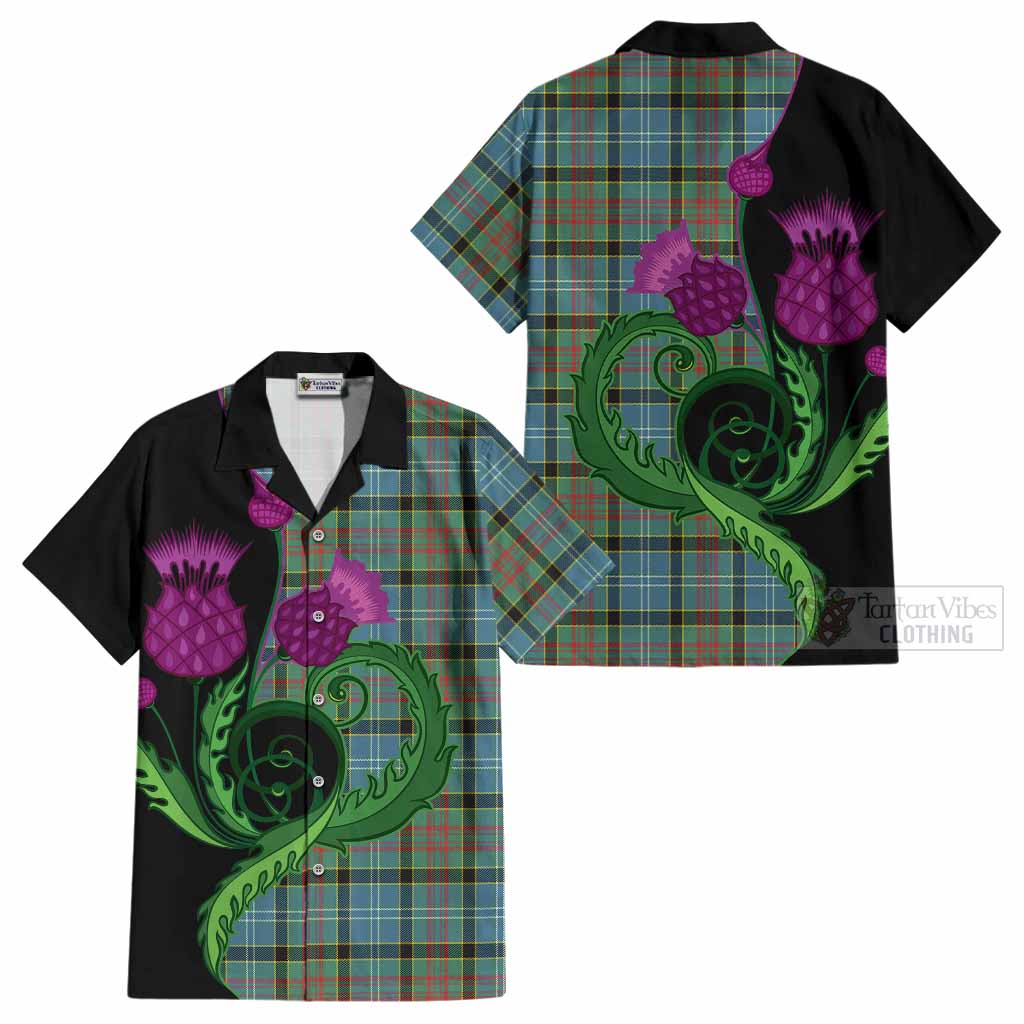 Cathcart Tartan Cotton Hawaiian Shirt Traditional Scottish Thistle
