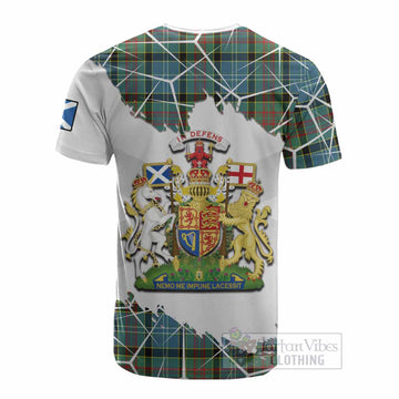 Cathcart Tartan Cotton T-shirt with Family Crest and Lion Rampant Grunge Style