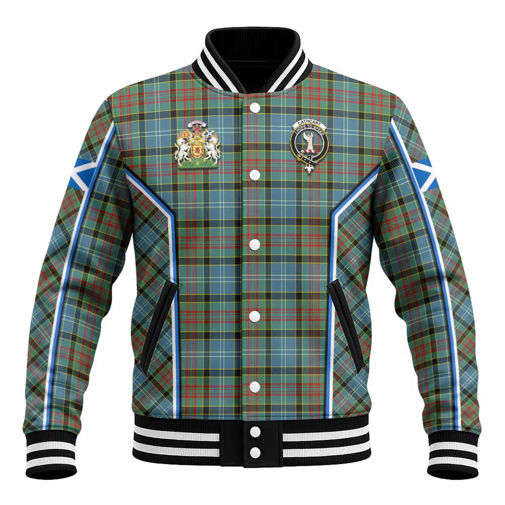Cathcart Tartan Crest Baseball Jacket Scotland Coat of Arm Flag Style - Tartan Vibes Clothing