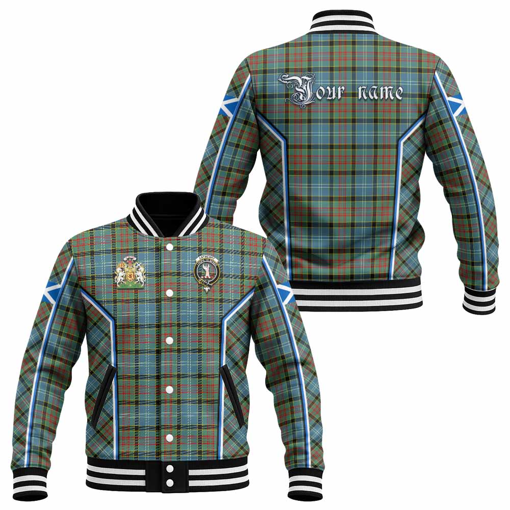 Cathcart Tartan Crest Baseball Jacket Scotland Coat of Arm Flag Style - Tartan Vibes Clothing
